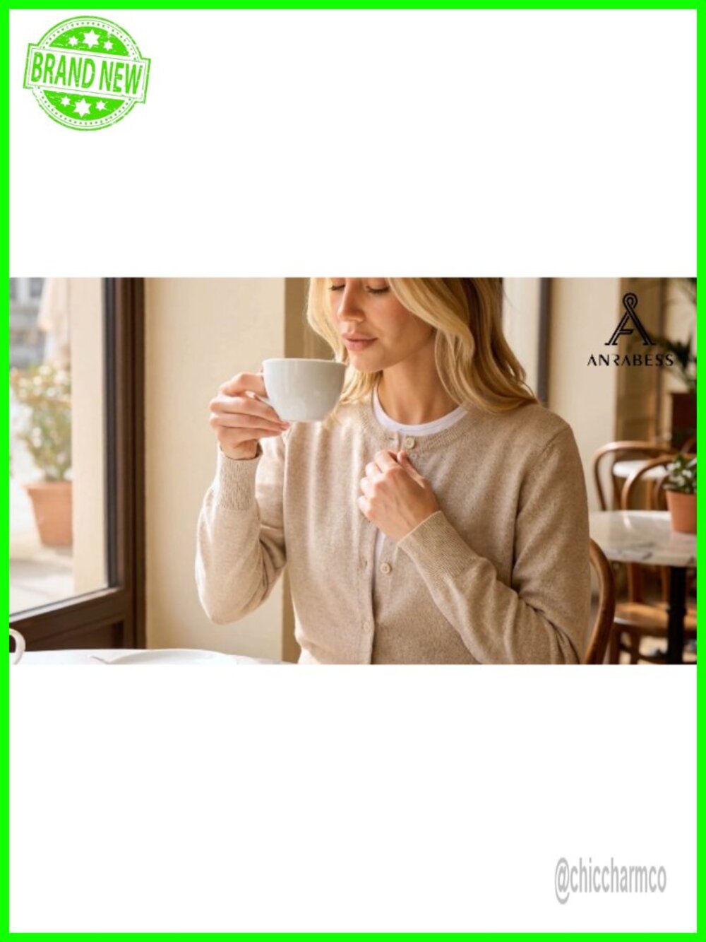 Women's Cardigan Sweater Cropped Knit Button Front Regular Fit Long Sleeve - Picture 6 of 6